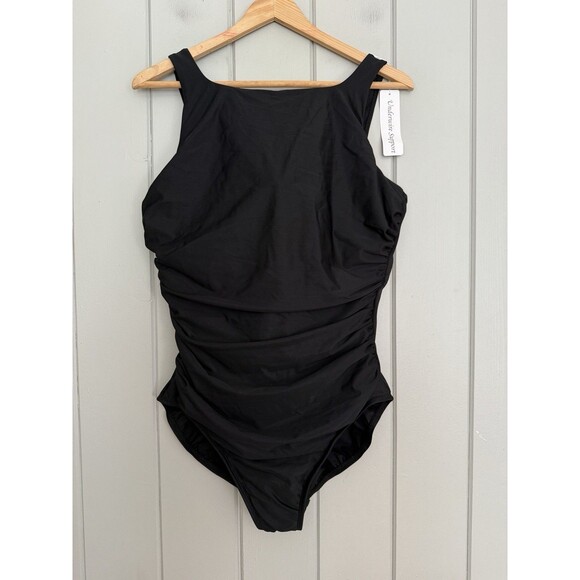 NWT Miraclesuit Regatta One Piece Swimsuit 18DD Black High Neck Low Back NEW - Picture 1 of 4